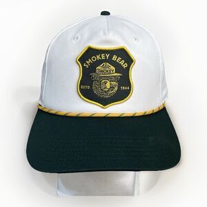 Smokey The Bear Snapback Rope Trucker Hat Green White Ball Cap Outdoors Yellow